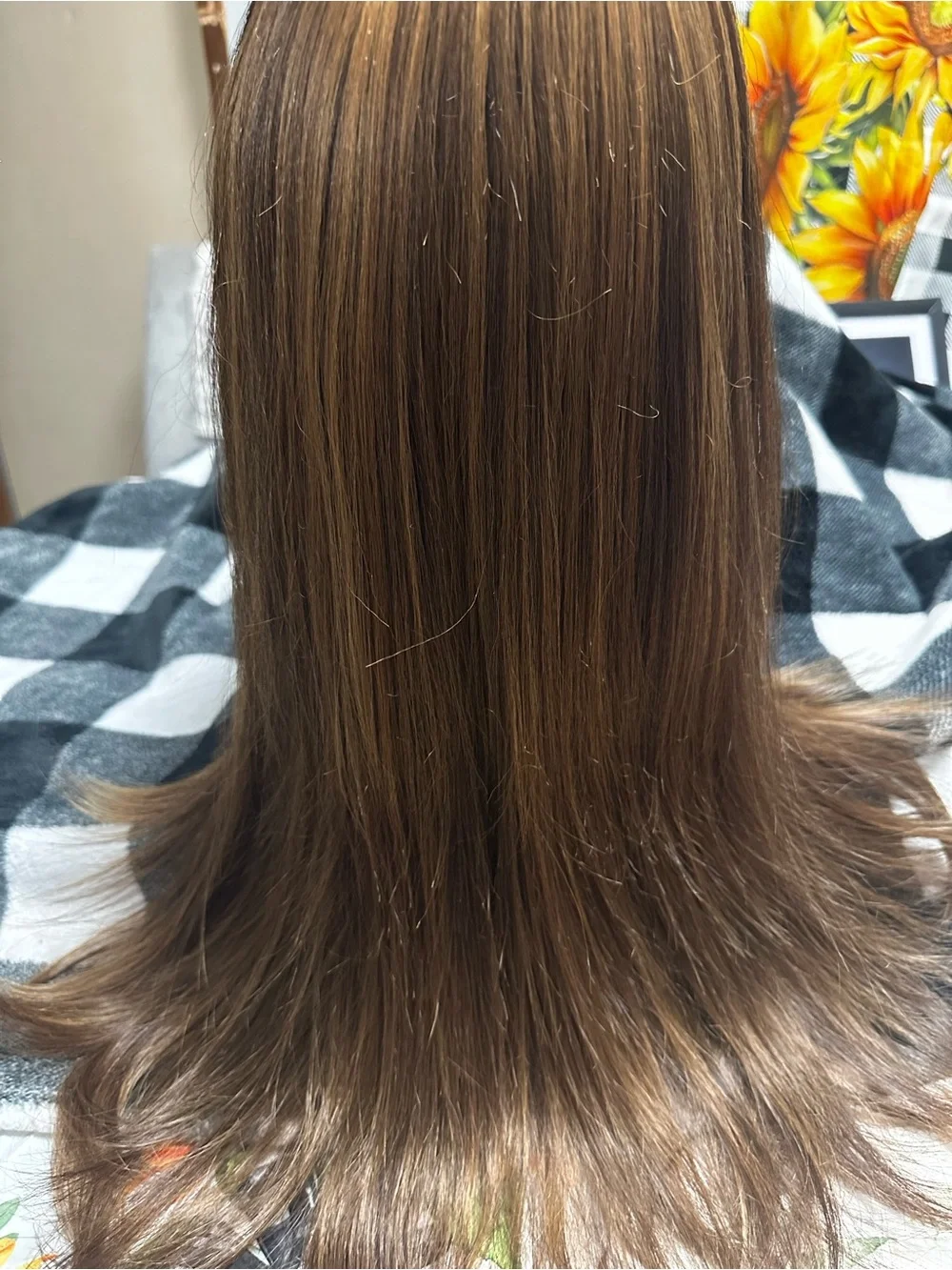 Women's Long Synthetic Wig with Bangs - Brown
